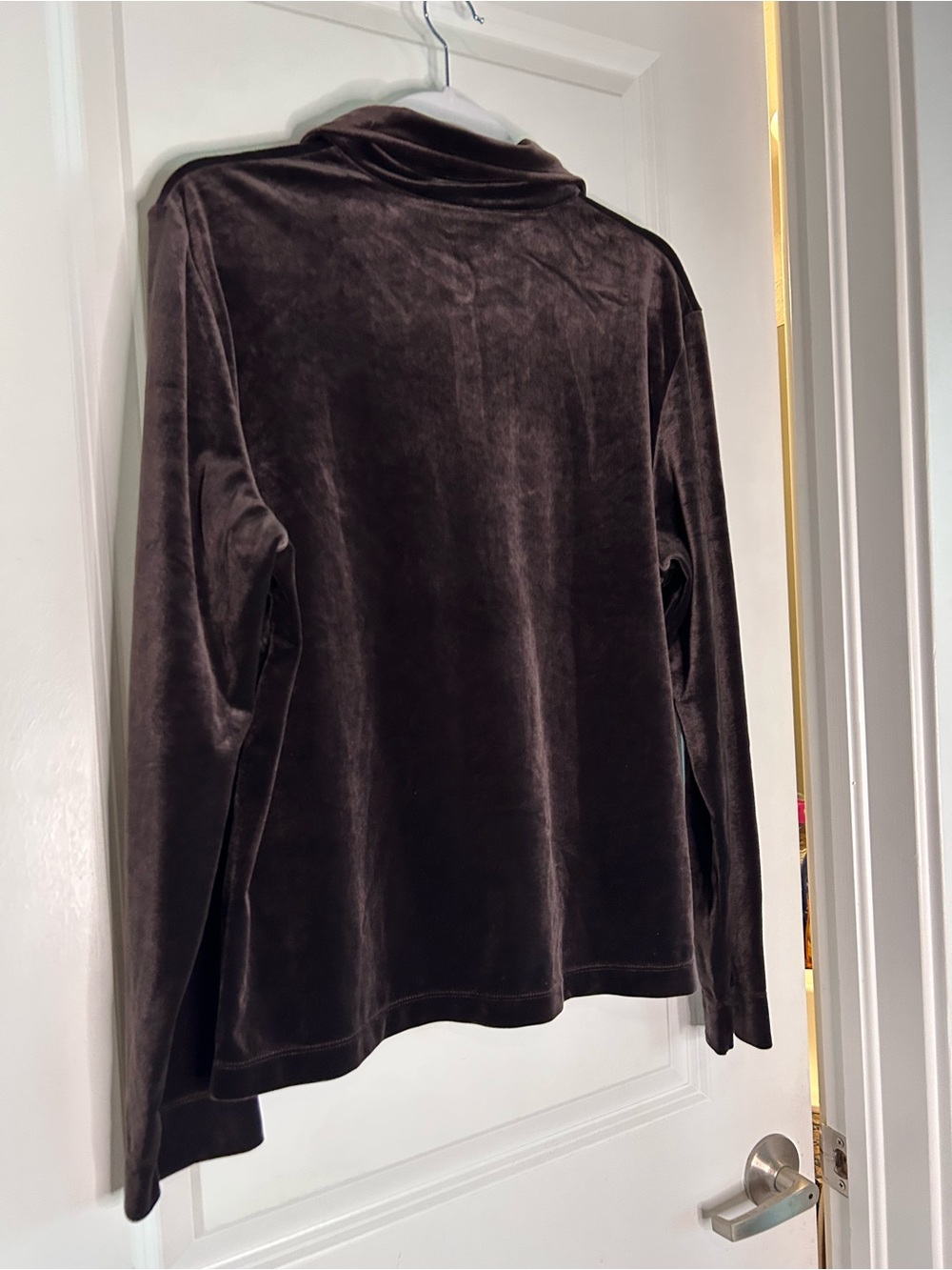 J. Jill Velvet Button-Front Long Sleeve Shirt - Dark Brown - Picture 5 of 6